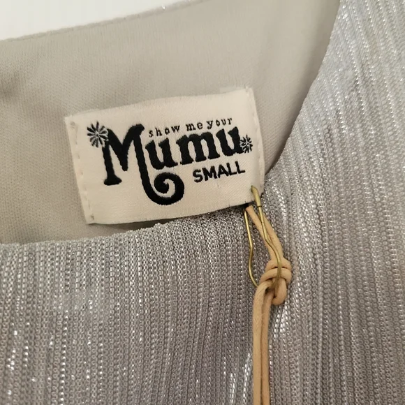 Show Me Your Mumu Size Small Jenner Dress Micro Pleat Silver Ombre - Picture 8 of 13